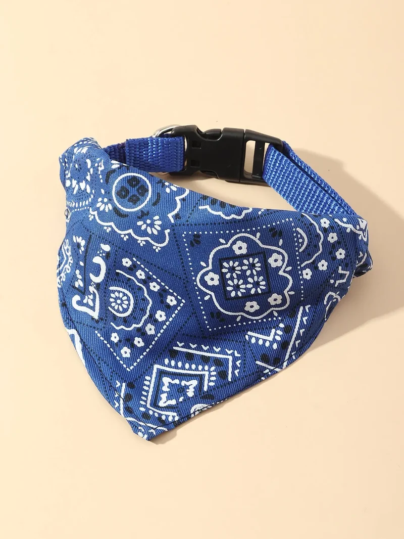 1pc Pink Color Random Pattern Pet Bandana With Adjustable Triangle Shape & Buckle Pet Dog Neck Scarf Puppy Cat Dog Collar Bibs