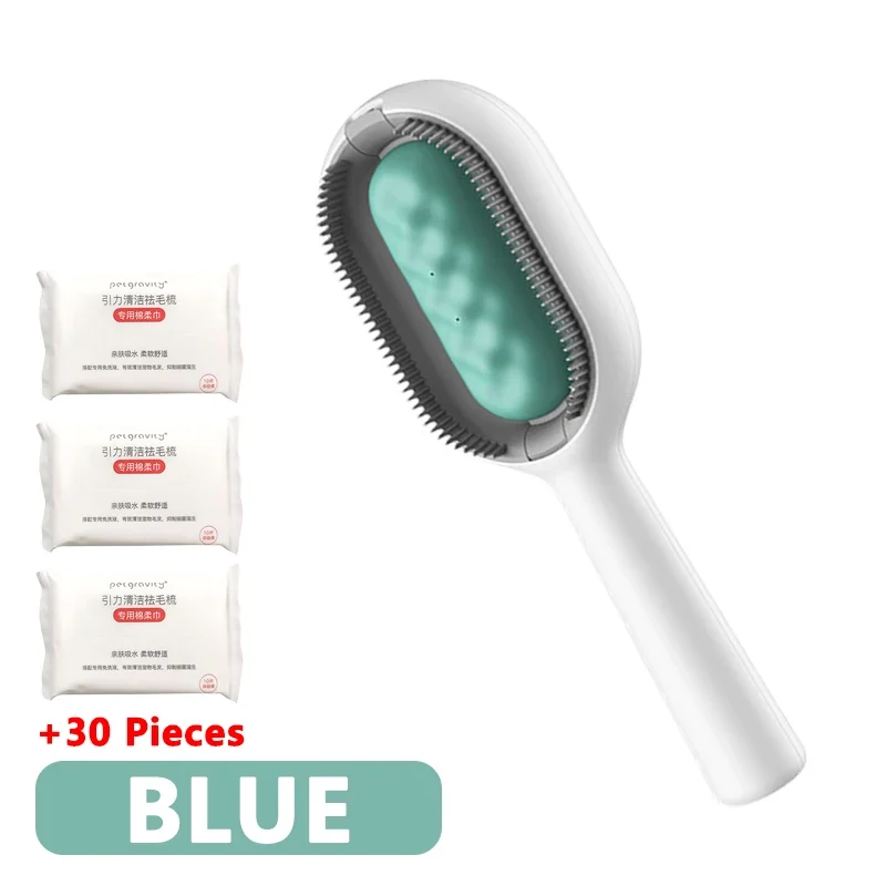 3-in-1 Cat Brush Long Hair Remover Brush for Dog Cat Silicone Pet Grooming Comb with Wipe and Water Tank Pet Product Accessories