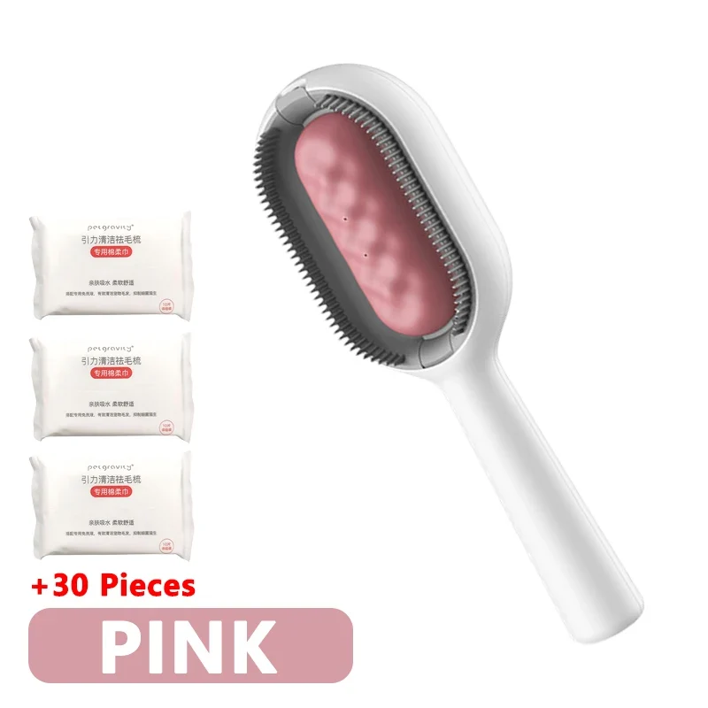 3-in-1 Cat Brush Long Hair Remover Brush for Dog Cat Silicone Pet Grooming Comb with Wipe and Water Tank Pet Product Accessories