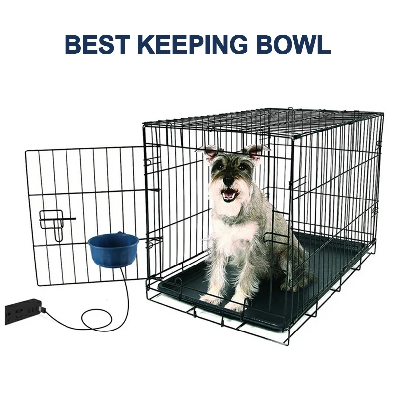 Dog Cage Bowl Heated Winter Safe Thermal Pet Hanging Bowl for Small Medium Large Dogs Feeder Water Food Cat Bowl Pet Supplies