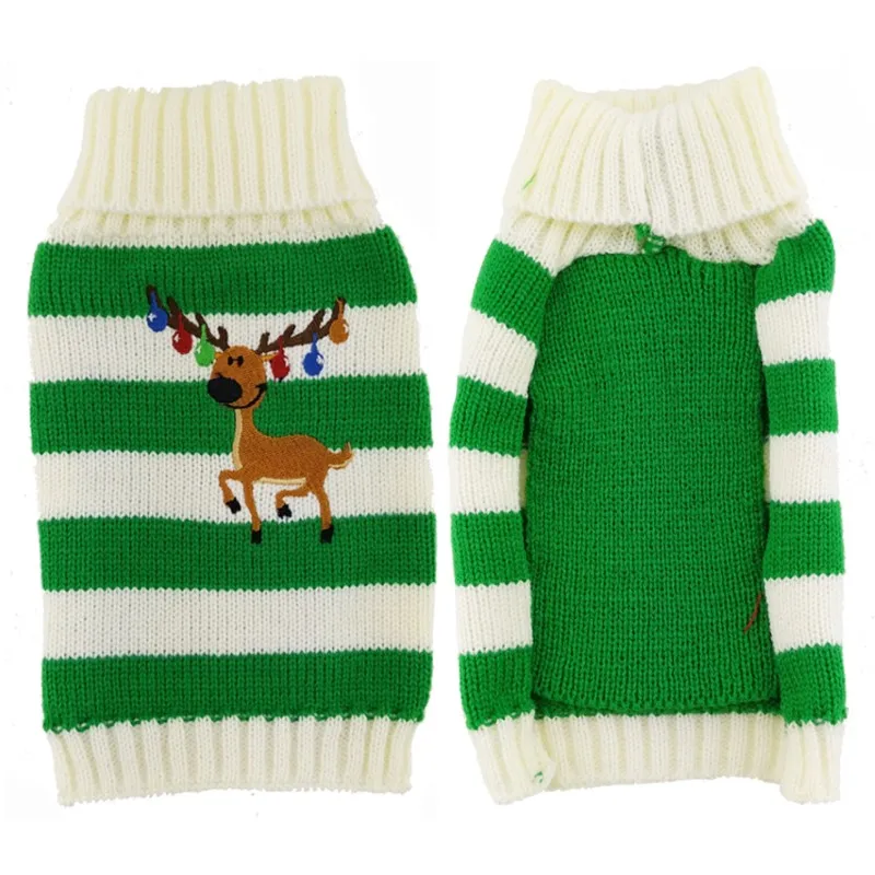 Dog Sweater Christmas Winter Warm Dog Clothes Xmas Outfit for Dogs Puppy Coat Dog Costume Chihuahua Striped Dog Knitted Sweater