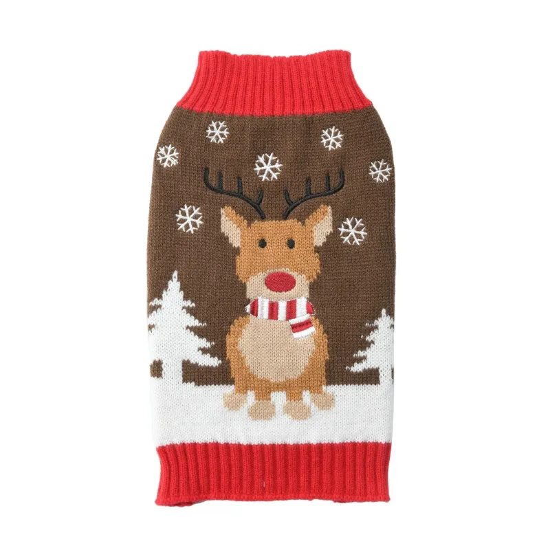 Warm Pet Clothes for Small Medium Dogs Winter Dog Sweater Christmas Pet Clothing Knitted Costume Coat Cartoon Striped Clothes