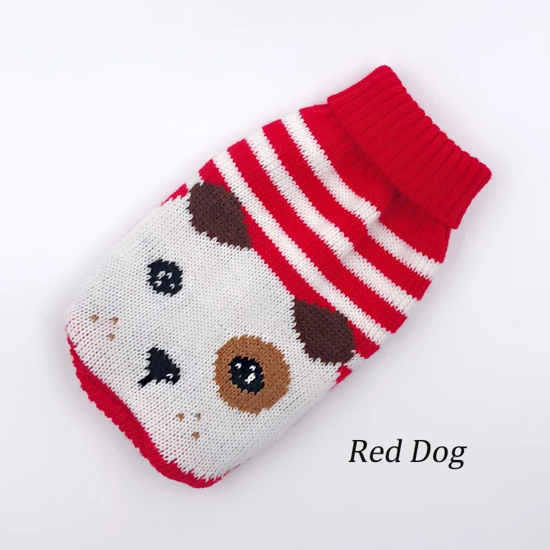 Cartoon Puppy Dog Sweater Winter Warm Clothing for Small Dogs Christmas Costume Chihuahua Coat Knitting Crochet Cloth Jersey