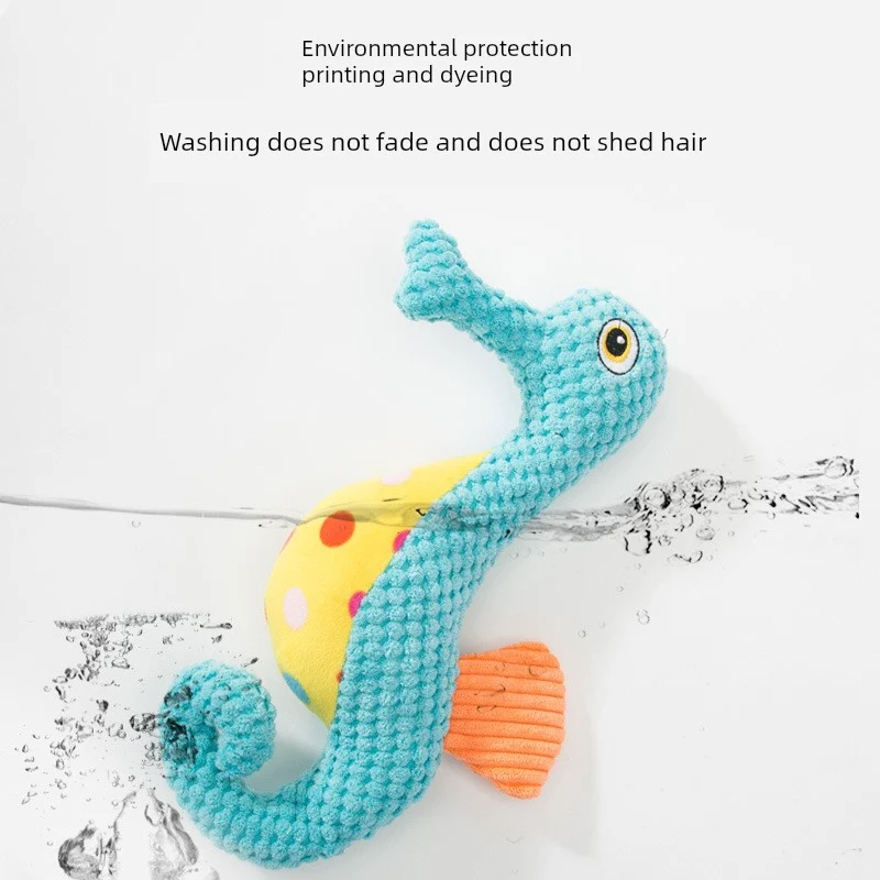 Pet Supplies Stuffed Toy Bite Octopus Toy Hippocampus Bends and Hitches Sound Toy Interactive Teddy Dog Bite-Resistant