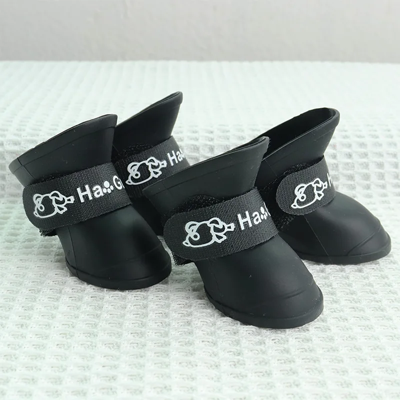 4Pcs Anti-slip Rain Shoes Dog Cat Rubber Boot Dogs Cats Pet Foot Cover Puppy Waterproof Socks Small Medium Dogs Protect The Paw