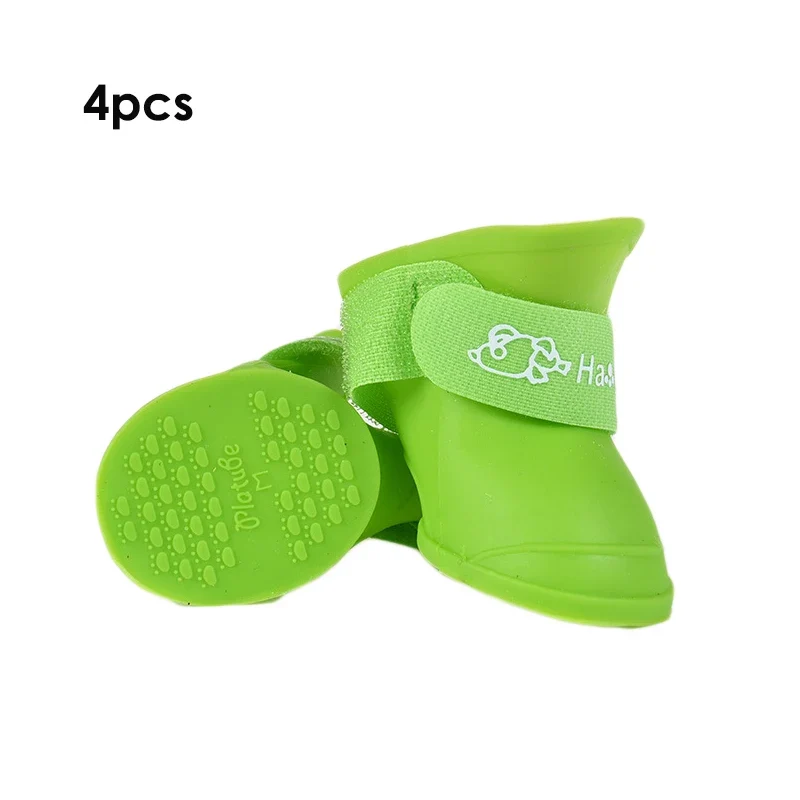 4Pcs Anti-slip Rain Shoes Dog Cat Rubber Boot Dogs Cats Pet Foot Cover Puppy Waterproof Socks Small Medium Dogs Protect The Paw