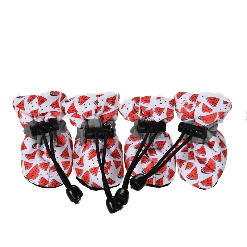 4pcs/set Waterproof Winter Pet Dog Shoes Anti-slip Rain Snow Boots Footwear Thick Warm For Small Cats Puppy Dogs Socks Booties