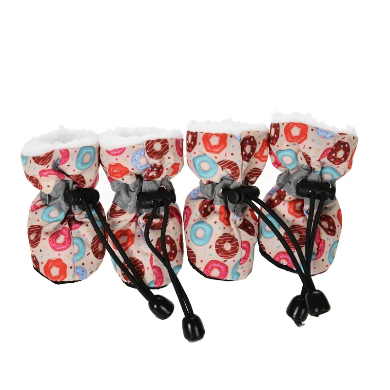 4pcs/set Waterproof Winter Pet Dog Shoes Anti-slip Rain Snow Boots Footwear Thick Warm For Small Cats Puppy Dogs Socks Booties