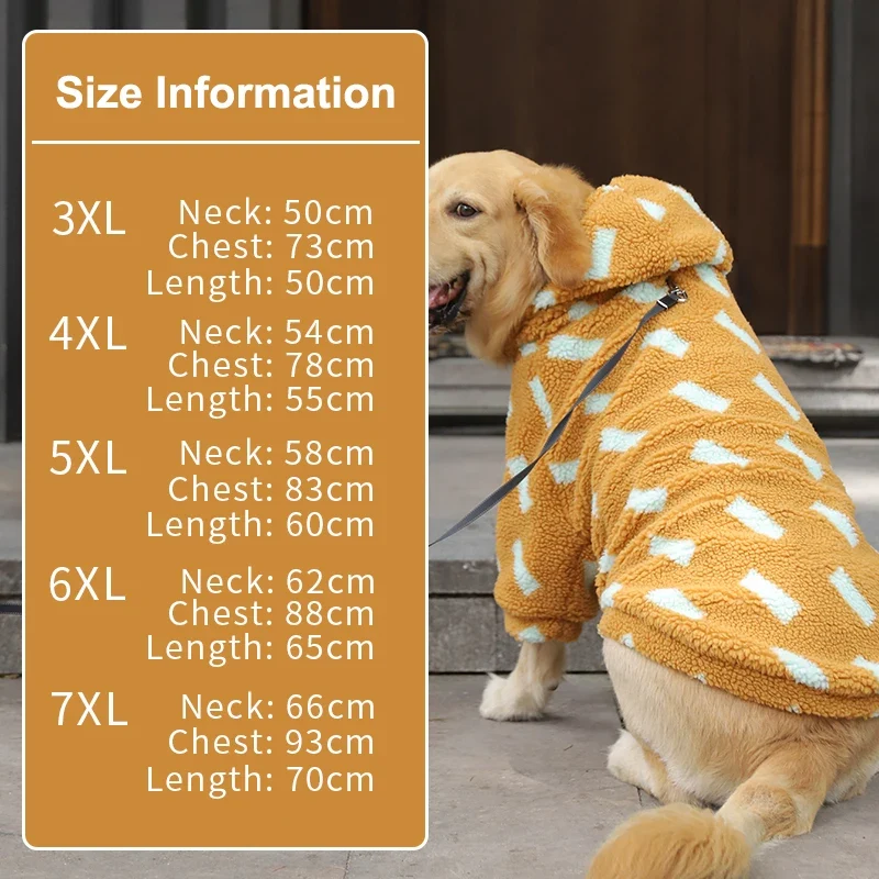 HOOPET 3XL-7XL Winter Thick Big Dog Clothes Lambs Wool Jacket for Medium Large Dogs Windproof Coat Pet Accessories
