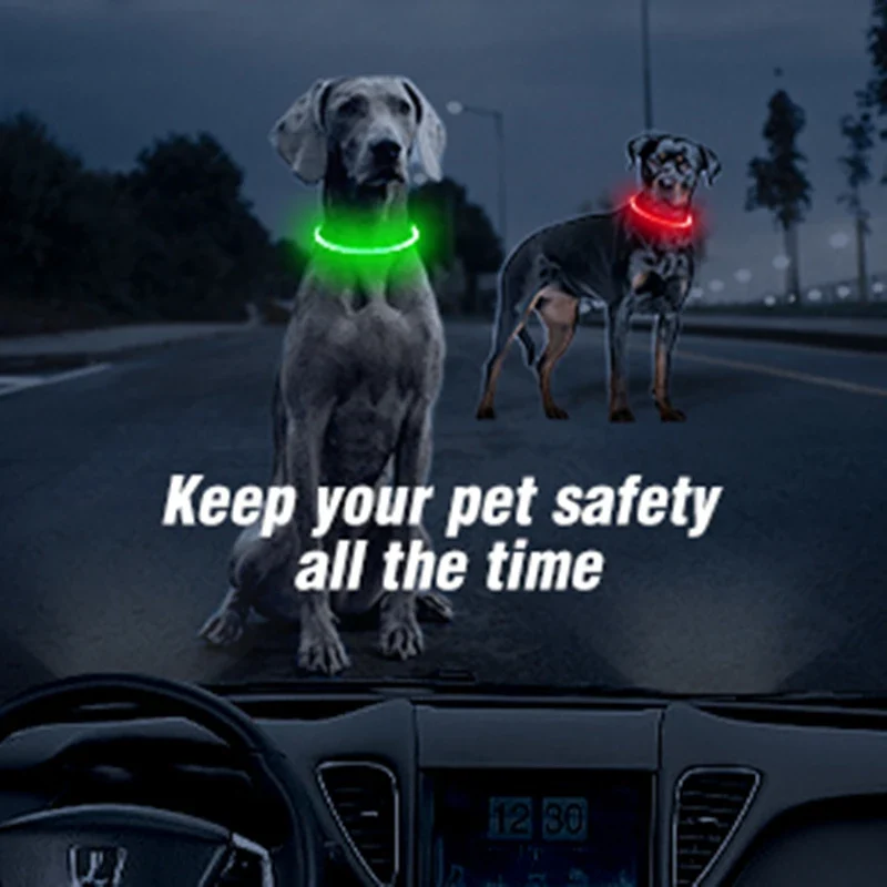 Led Light Dog Collar Detachable Glowing Usb Charging Luminous Leash For Pet Dogs Products Usb Charge Luminous Pet Accessories
