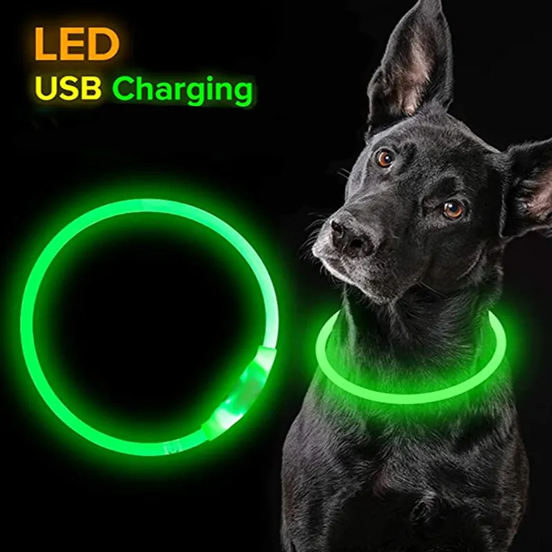 Led Light Dog Collar Detachable Glowing Usb Charging Luminous Leash For Pet Dogs Products Usb Charge Luminous Pet Accessories