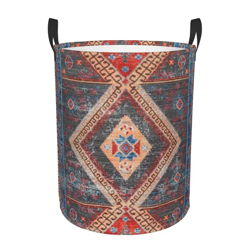 Moroccan Berber Rug Boho Style Laundry Basket Antique Bohemian Geometric Toy Clothes Hamper Storage Bin for Kids Nursery