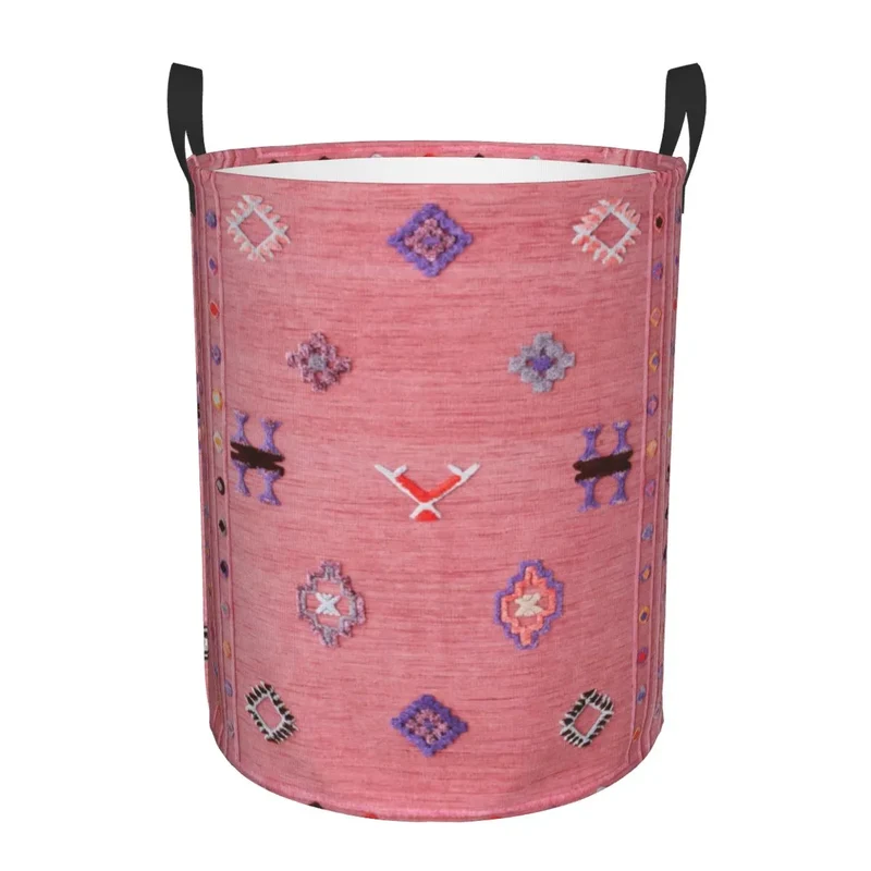 Moroccan Berber Rug Boho Style Laundry Basket Antique Bohemian Geometric Toy Clothes Hamper Storage Bin for Kids Nursery