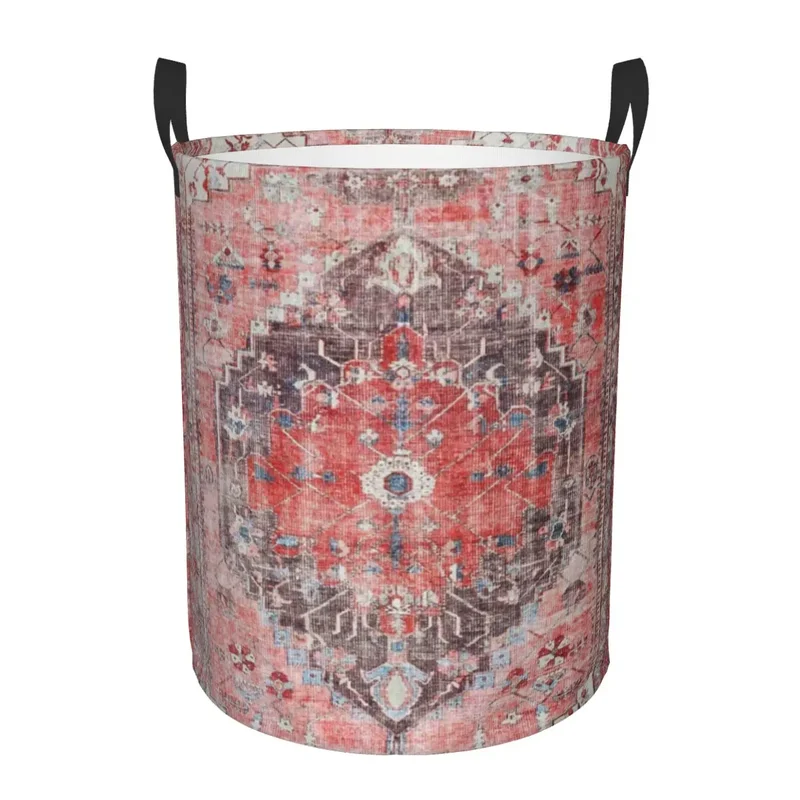 Moroccan Berber Rug Boho Style Laundry Basket Antique Bohemian Geometric Toy Clothes Hamper Storage Bin for Kids Nursery