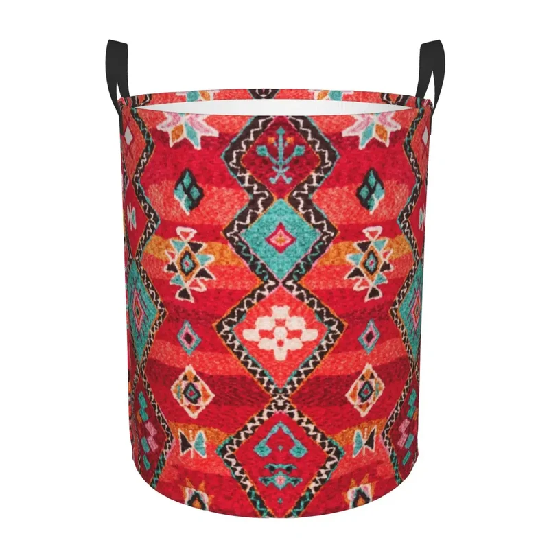 Moroccan Berber Rug Boho Style Laundry Basket Antique Bohemian Geometric Toy Clothes Hamper Storage Bin for Kids Nursery