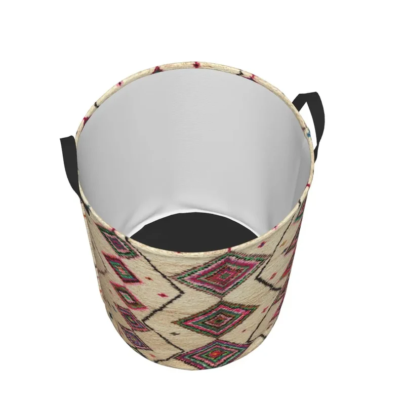 Moroccan Berber Rug Boho Style Laundry Basket Antique Bohemian Geometric Toy Clothes Hamper Storage Bin for Kids Nursery