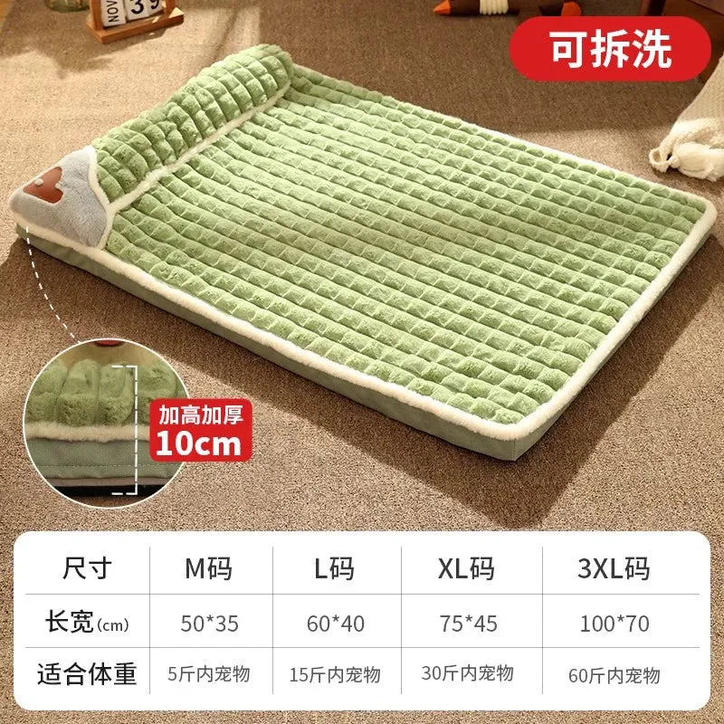 Dog Mat Winter Warm Sleep Removable and Washable Kennel Mat Winter Pet Bed All Year Round Neutral Mattress Cat