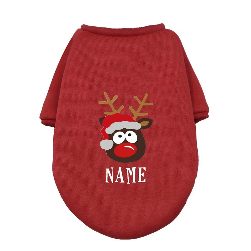 Personalised Pet Dog Christmas Clothes Deer with Name Dogs Winter Warm Hoodies French Bulldog for Puppy Medium Dog Clothing Gift