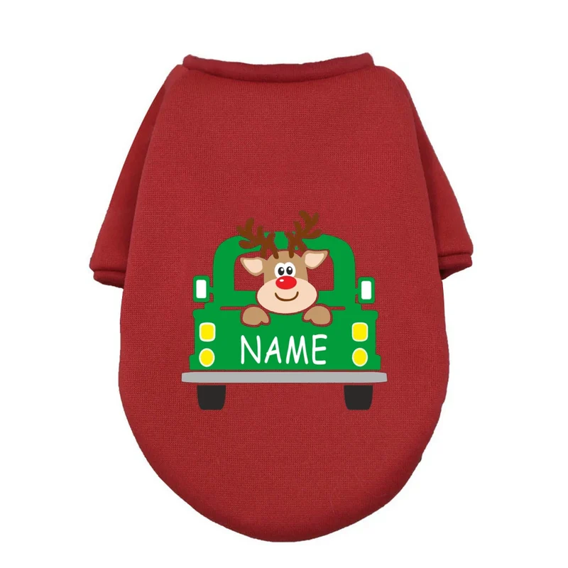 Personalised Pet Dog Christmas Clothes Deer with Name Dogs Winter Warm Hoodies French Bulldog for Puppy Medium Dog Clothing Gift