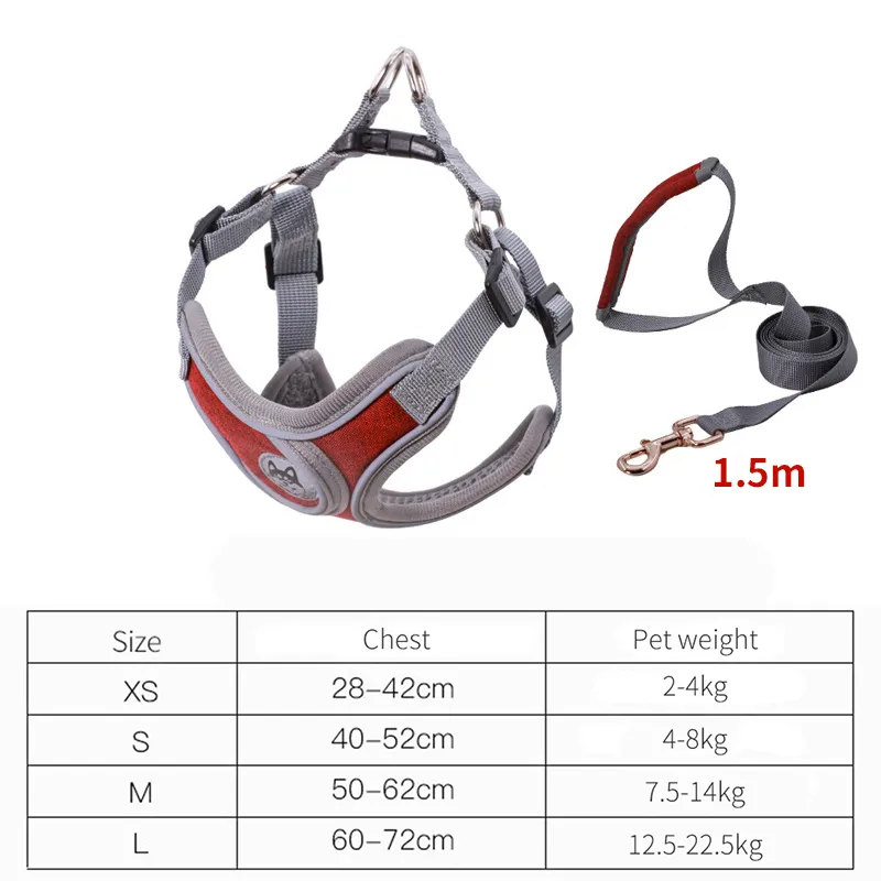 Dog Harnesses Leash Set Reflective Adjustable Dog Collar Dog Leasher Medium Small Dog Accessories Puppy Vest For French Bulldog