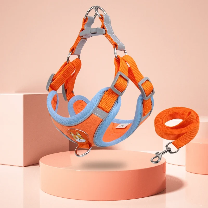 Step-in Dog Harness Small Dog Harness and Leash Set Adjustable Reflective Pet Dog Vest Soft Harness for Puppy Small Medium Breed
