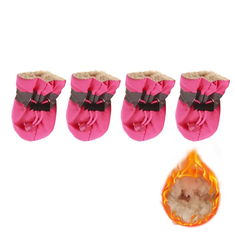 4pcs/set Waterproof Pet Dog Shoes Anti-slip Rain Snow Boot Footwear Thick Warm Cat Dog Puppy Kitten Socks Booties Supply Gift