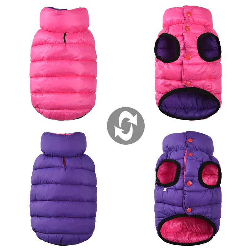 Winter Dog Clothes Reversible Waterproof Pet Vest Jacket Light Weight Warm Dog Coat Clothing Clothes For Small Medium Large Dogs