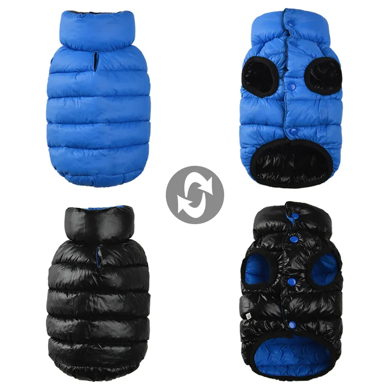 Winter Dog Clothes Reversible Waterproof Pet Vest Jacket Light Weight Warm Dog Coat Clothing Clothes For Small Medium Large Dogs