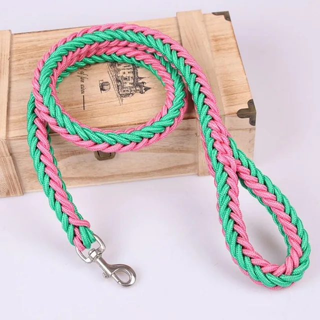1.2M Length Large Dog Hand-knitted Leash Nylon Rope iron Buckle Pet Traction Rope For Big breed dogs Pet Traction Rope Firm