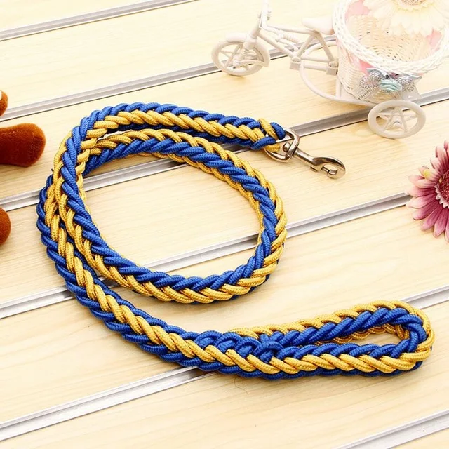 1.2M Length Large Dog Hand-knitted Leash Nylon Rope iron Buckle Pet Traction Rope For Big breed dogs Pet Traction Rope Firm