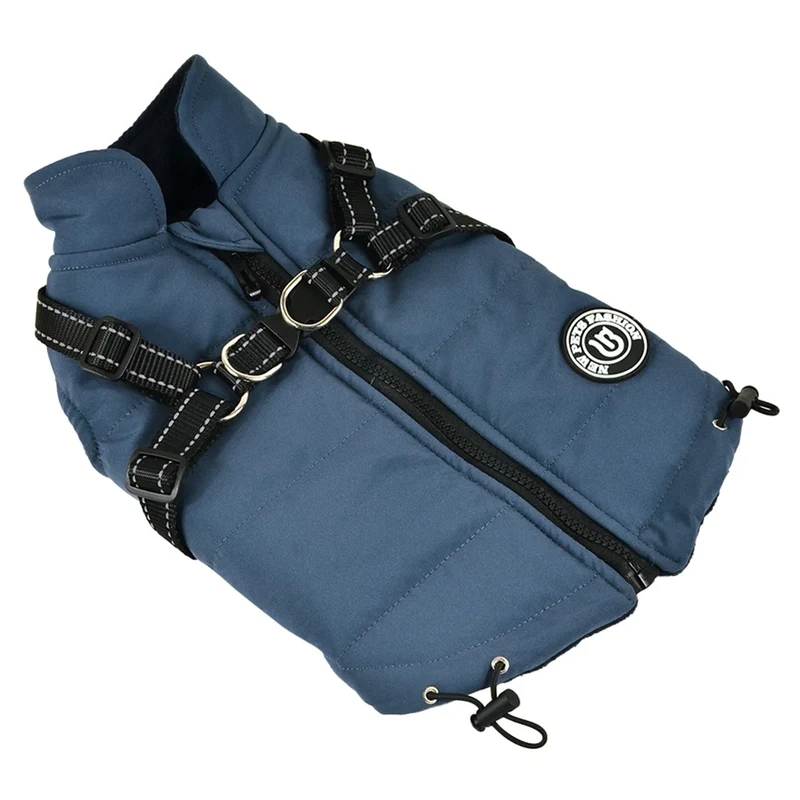 Autumn Winter Dog Clothes Reflective Cotton Dog Coat Elastic Band Solid Pet Warm Jacket Vest Retro Thick Plush Vest Clothing