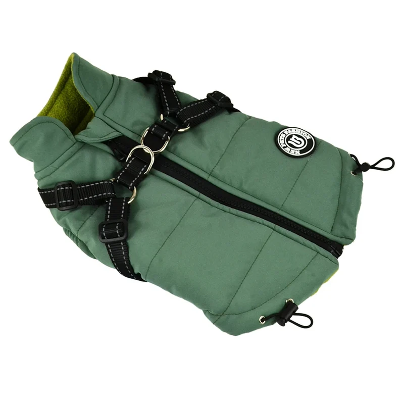 Autumn Winter Dog Clothes Reflective Cotton Dog Coat Elastic Band Solid Pet Warm Jacket Vest Retro Thick Plush Vest Clothing