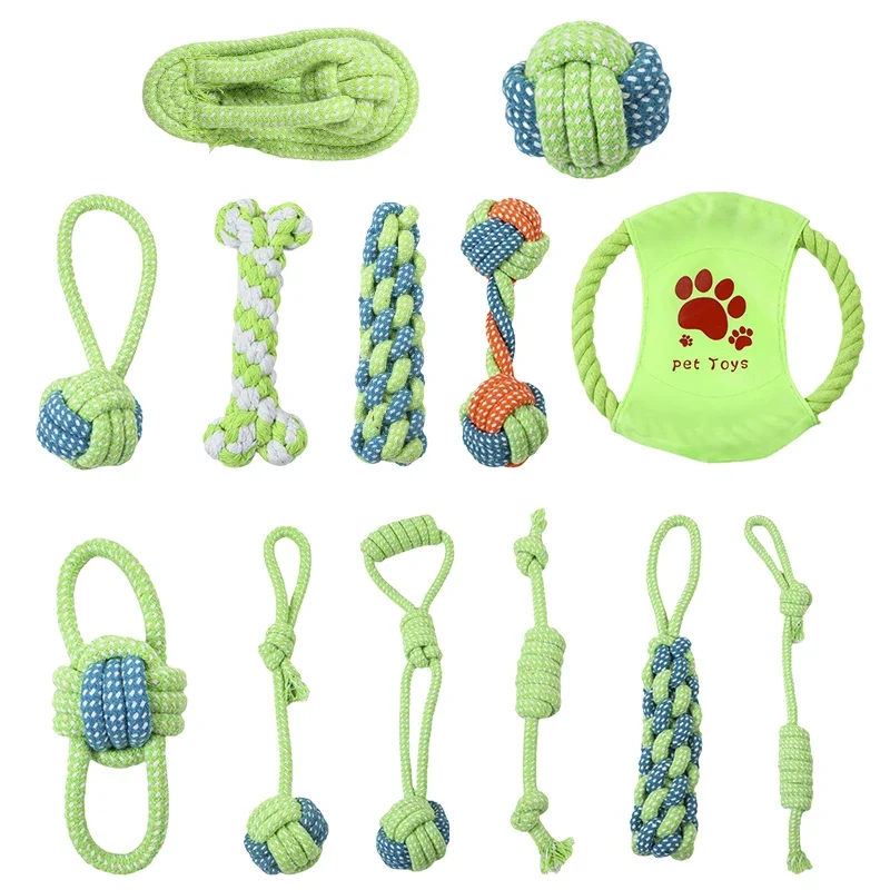 7-13PCS Set Dog Cotton Rope Teeth Cleaning Toys Interactive Mini Chewing Ball For Dog Accessories For Chew Antistress Training
