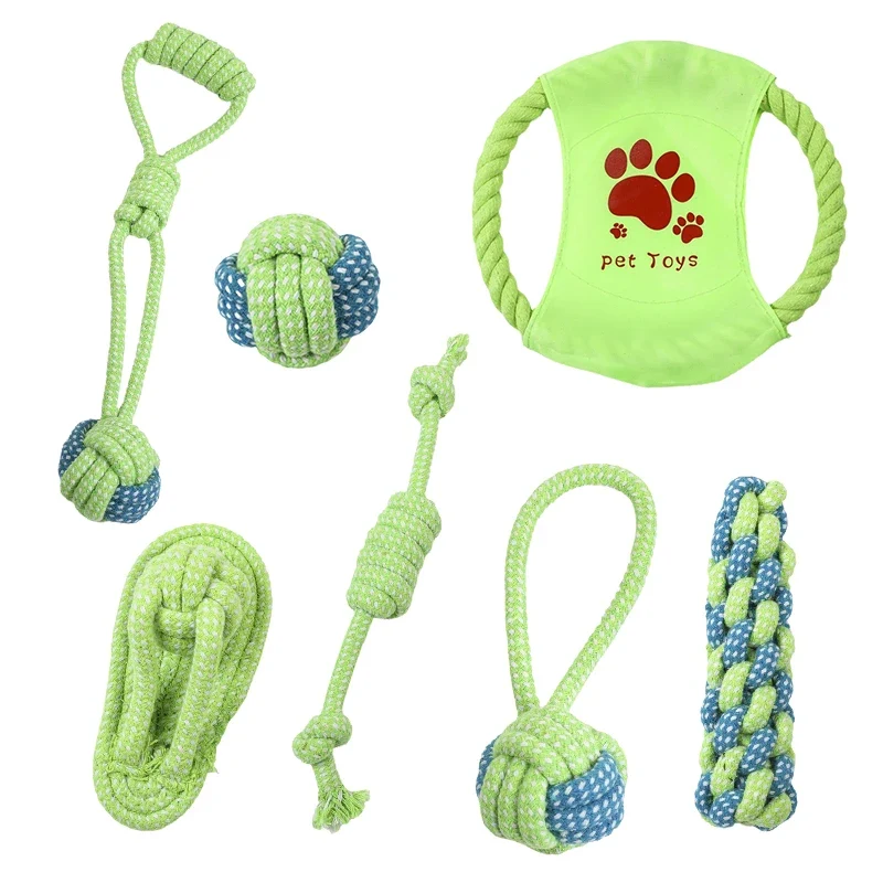 7-13PCS Set Dog Cotton Rope Teeth Cleaning Toys Interactive Mini Chewing Ball For Dog Accessories For Chew Antistress Training