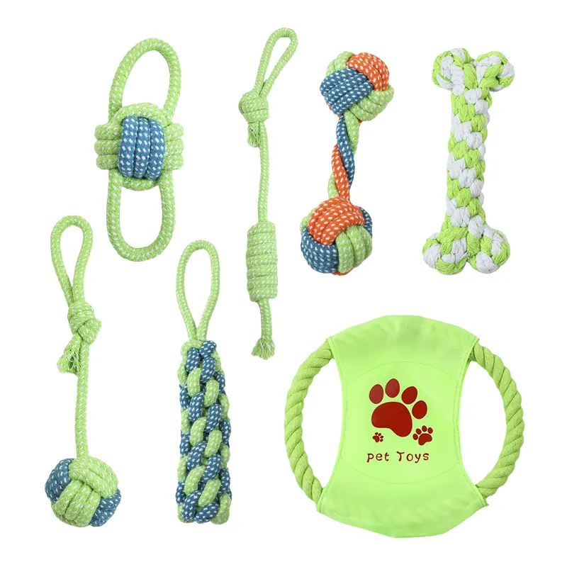 7-13PCS Set Dog Cotton Rope Teeth Cleaning Toys Interactive Mini Chewing Ball For Dog Accessories For Chew Antistress Training