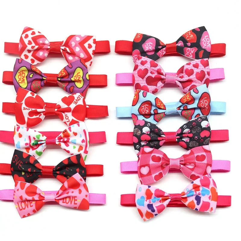 10pcs Valentine's Day Pet Supplies Pet Dog Cat Bowtie Dog Collar Pink Small Dog Hair Accessories Pet Bow Ties For Small Dogs