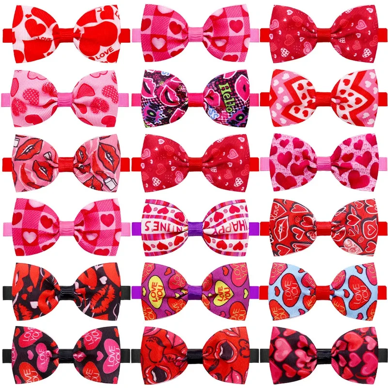 10pcs Valentine's Day Pet Supplies Pet Dog Cat Bowtie Dog Collar Pink Small Dog Hair Accessories Pet Bow Ties For Small Dogs