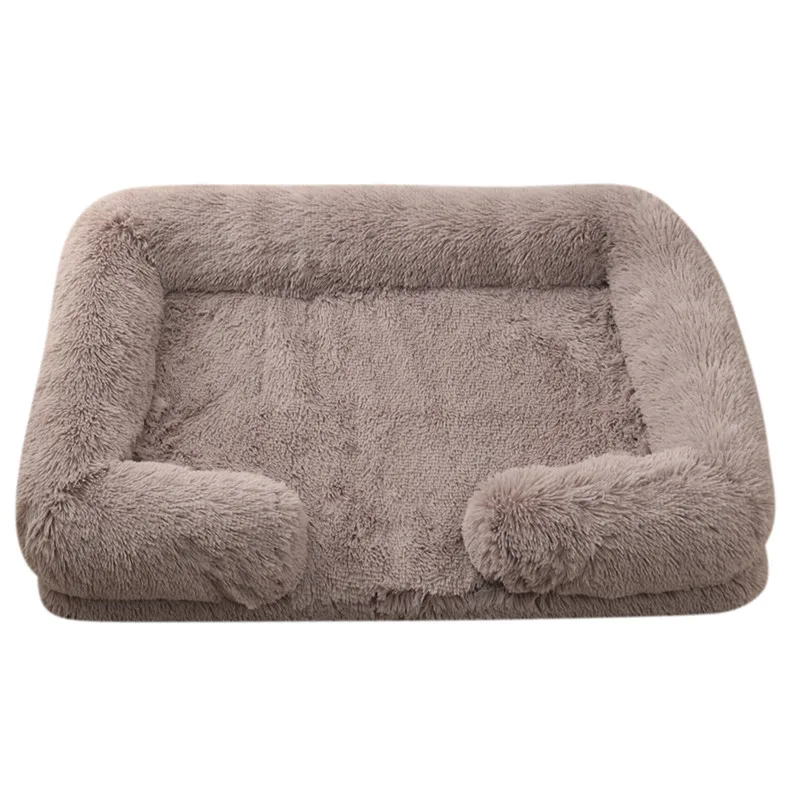 Winter Rectangular Large Dog Beds Washable Plush Fluffy Dog Cat Bed Mat Pet Cushion Big Medium Kennel House camas para perro