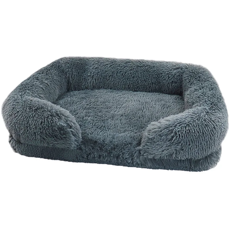 Winter Rectangular Large Dog Beds Washable Plush Fluffy Dog Cat Bed Mat Pet Cushion Big Medium Kennel House camas para perro