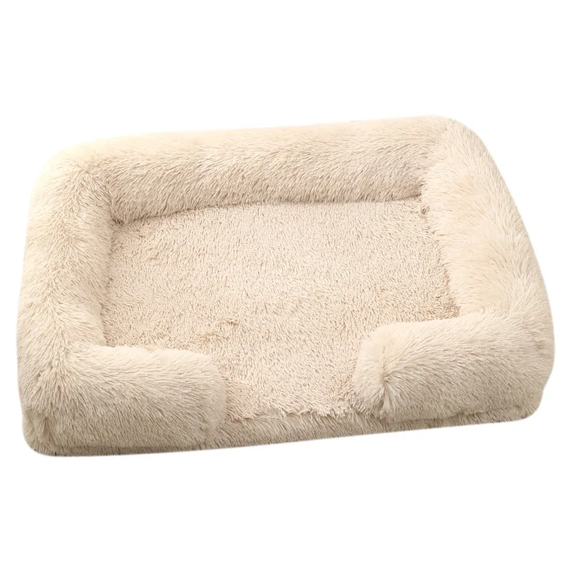 Winter Rectangular Large Dog Beds Washable Plush Fluffy Dog Cat Bed Mat Pet Cushion Big Medium Kennel House camas para perro