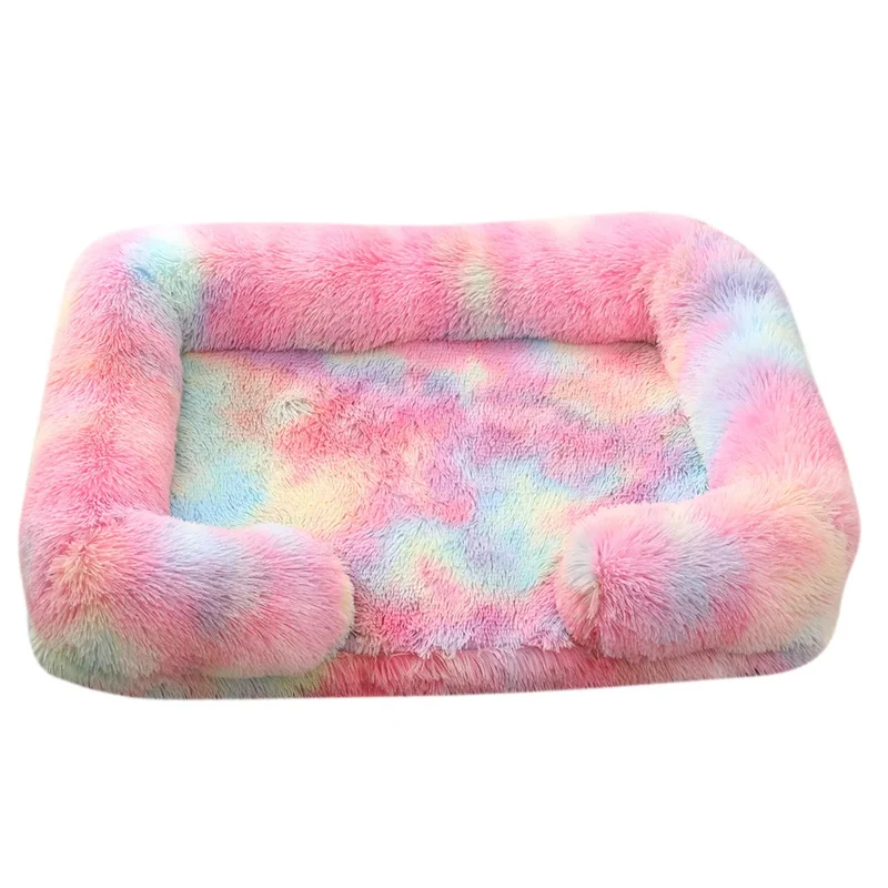 Winter Rectangular Large Dog Beds Washable Plush Fluffy Dog Cat Bed Mat Pet Cushion Big Medium Kennel House camas para perro
