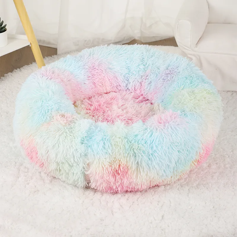 Dog Bed Donut Big Large Round Basket Plush Beds for Dogs Medium Accessories Fluffy Kennel Small Puppy Washable Pets Cat Products