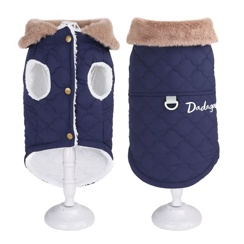 Waterproof Winter Pet Jacket Clothes Super Warm Small Dogs Clothing With Fur Collar Cotton Pet Outfits French Bulldog Coat Vest
