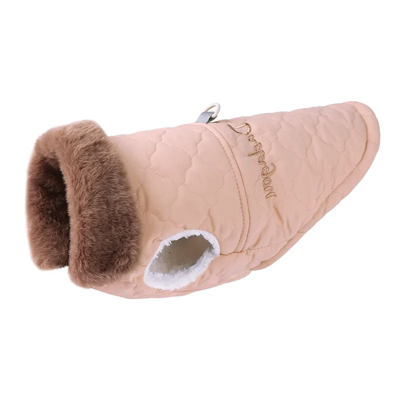 Waterproof Winter Pet Jacket Clothes Super Warm Small Dogs Clothing With Fur Collar Cotton Pet Outfits French Bulldog Coat Vest
