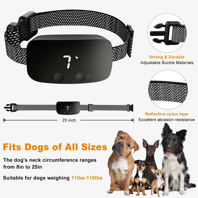 TinMiu Automatic Anti Barking Dog Collar Rechargeable Bark Stopper Effective Stop Barking IP67 Waterproof Collar For Dog