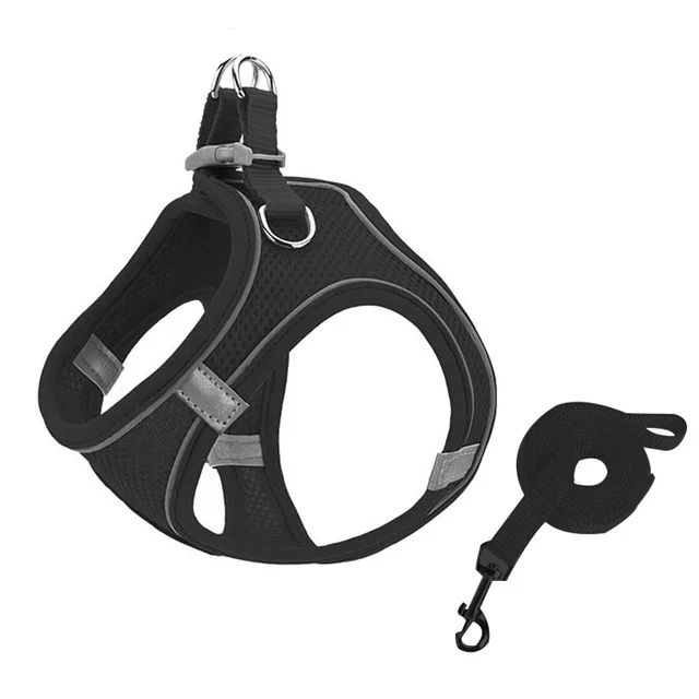 Pet Dog harness and leash set Reflective Breathable Harness Dog Adjustable Comfort Puppy harness outdoors travel Pet Supplies