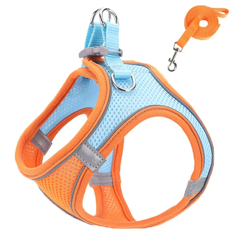 Pet Dog harness and leash set Reflective Breathable Harness Dog Adjustable Comfort Puppy harness outdoors travel Pet Supplies