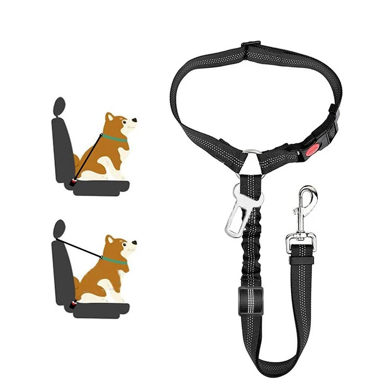 Car Safety Belt for Pet Dog Car Safety Buckle Fixed Rope Adjustable Contraction Band Car Dog Safety Rope