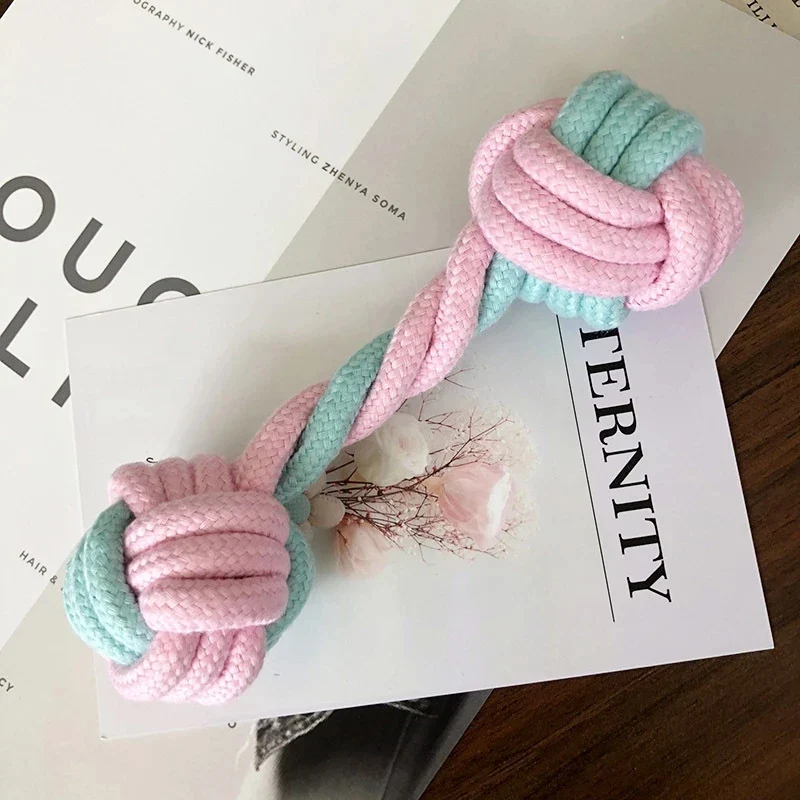 6PCS/Pack Chew Cotton Rope Dog Toy for Outdoor Teeth Clean Ball Rope Toys Ball Tough Teething Rope Tug of War & Fetching Bone