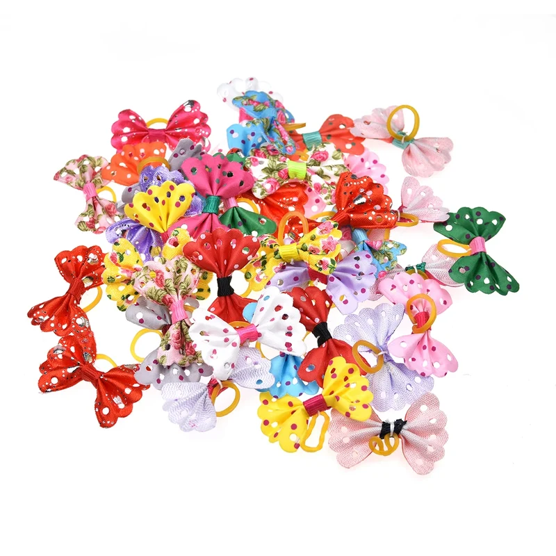 10/20pcs Dog Grooming Hair Bows Dog Bows Mix Colours Small Dog Accessories Dog Hair Rubber Bands Pet Headwear Pet Supplier